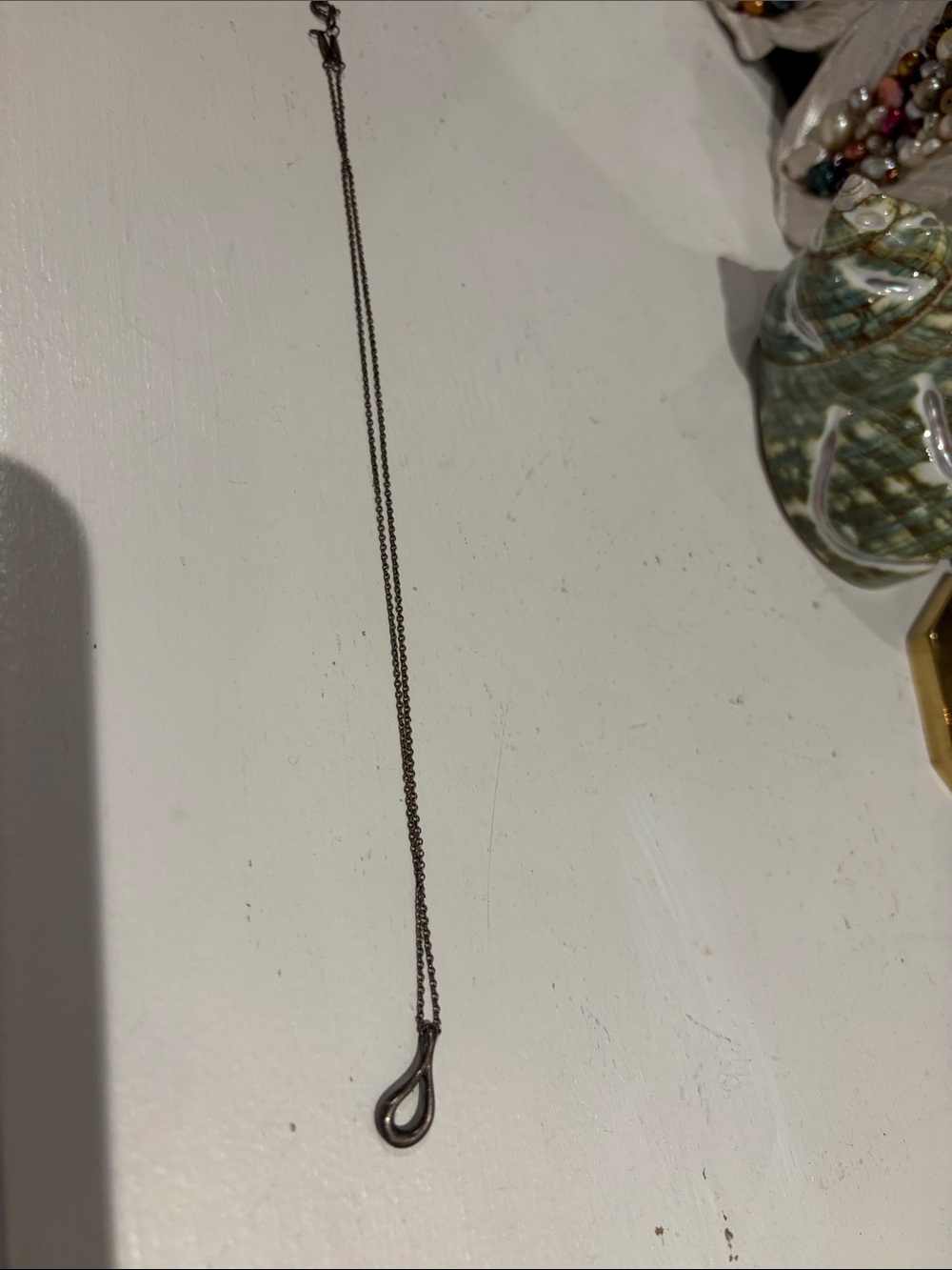 Tiffany & Co. Delicate Teardrop Pendant Necklace in Dark Silver Tone